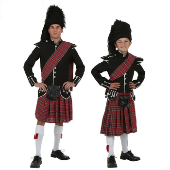 חדש ליל כל הקדושים מצחיק חג המולד של הילדים הסקוטי cosplay תלבושות מפלגה לשחק תפקיד למבוגרים ילד בגדי הילד, ילדים עם כובע