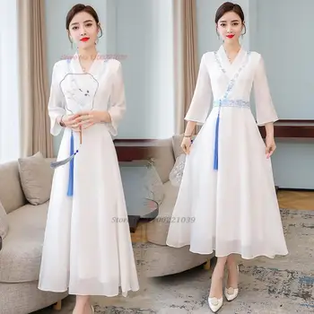 2023 סיני בציר שמלה שיפור cheongsam הלאומי פרח שיפון רקמה צ ' יפאו מזרחי אירועים שמלת ערב vestido
