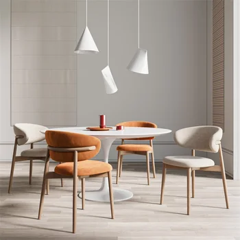 העתק מעצב כסאות אוכל מודרניים נורדי ארגונומי יוקרה האוכל הכסא Leathr עץ Silla Comedor ריהוט הבית