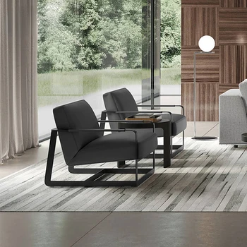 סקנדינבי מינימליסטי מעצב ספה כסא חד כסא סלון נירוסטה עור פנאי הכיסא אנשים עצלנים