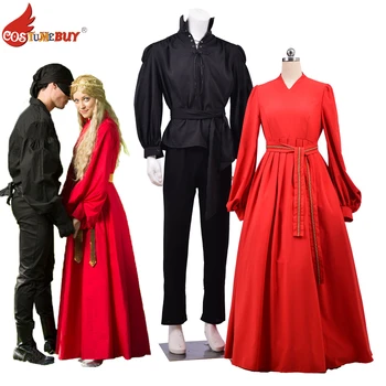 הנסיכה הקסומה סרט ווסלי / נורית Cosplay תלבושות, נשים וינטאג המפלגה שמלה אדומה שמלת ושל ימי הביניים, גברים תלבושת