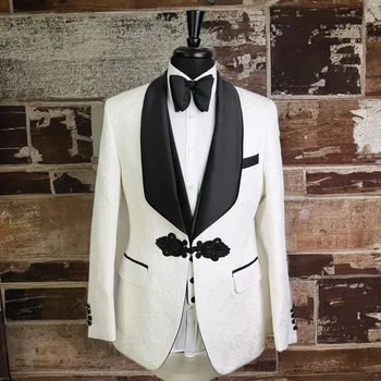 מותאמות אישית שנעשו קלאסי לבן פרחוני ערב מסיבת נשף חליפות לגברים החתונה 2023 השושבינים החתן טוקסידו גברי אופנה תחפושת