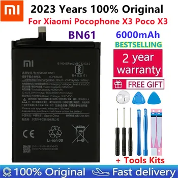 100% מקוריים שיאו Mi סוללה BN61 6000mAh עבור Xiaomi Pocophone X3 פוקו X3 Bateria טלפון נייד החלפת הסוללות כלים חינם