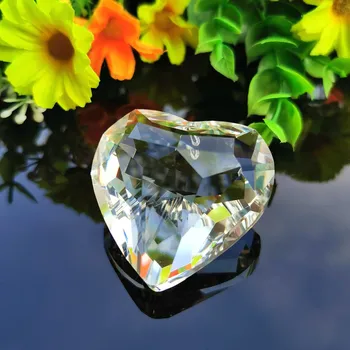 3D אפרסק לב תליון קריסטל, זכוכית ברור נברשת חלקי גבישים Suncatcher מנסרות תלוי חתונה רומנטית עיצוב הבית 45mm