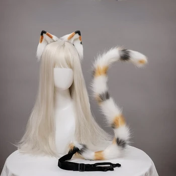 סימולציה חתול חמוד האוזניים Hairband הזנב להגדיר קטיפה האוזניים שיער חישוק הזנב Cosplay מסיבת תחפושות, אביזרים אביזרים
