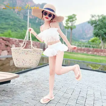 תינוקת ההגירה בגד ים פיצול אופנה החוץ סגנון Zhongda ילדים סופר פיות האביב החם חוף ים סט 3-14Y
