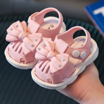 מוצק קשת קיץ לילדים נעליים רכות לתינוק ילדים אופנה סנדלים חמודים PVC החוף Slip שאינם סנדלים לתינוקות בנות נעליים