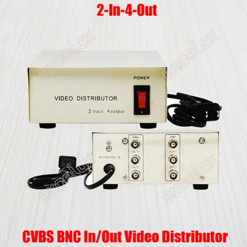 2 ב-4 מתוך קומפוננט CVBS BNC וידאו מפיץ עבור מערכת אבטחה CCTV מצלמה 2-4CH אות וידאו ספליטר מגבר