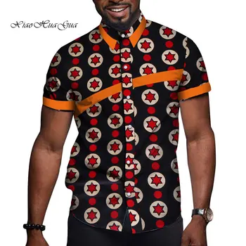 במלאי L גודל אופנה גברים אפריקאי להדפיס חולצה חולצות שרוול קצר, חולצות אפריקה בגדים לגברים L גודל WYN714-XH-L
