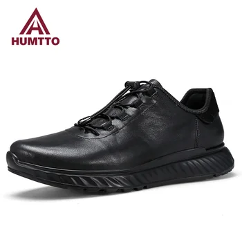 HUMTTO נעלי ריצה לגברים עם משלוח חינם יוקרתי מעצב גברים של נעלי ספורט עור אמיתי שחור נעלי ספורט נעלי גבר