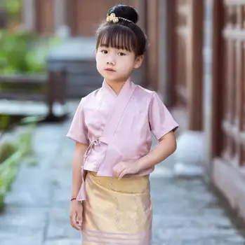 סיני דאי סגול זהב בגדי ילדים לבנות
