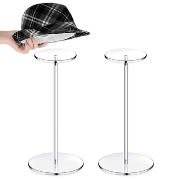 2PCS אקריליק כובע לעמוד הפאה מדף תצוגה לתצוגה כובע שעון תכשיט ברור המעמד מחזיק כובע בייסבול מתלה לעמוד אקריליק Riser