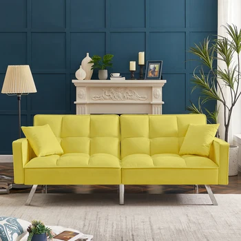 ארבעה צבעים מודרניים קטיפה הספה הספה למיטה עם משענות ו-2 כריות הסלון וחדר השינה