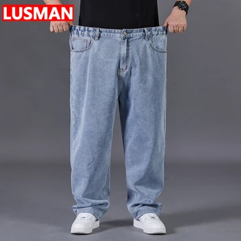 джинсы мужские מכנסיים פעם בוקר שלקח לו חבר גודל פלוס ג 'ינסים לגברים רחב ג' ינס רגל 30-50 רופף ארוך מכנסי ג ' ינס באגי