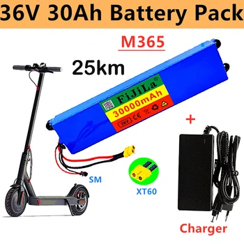 100% אמיתי 36V 30Ah Lithium Ion Battery Pack, מתאים 10s3p M365 סוללה קורקינט חשמלי BMS + מטען