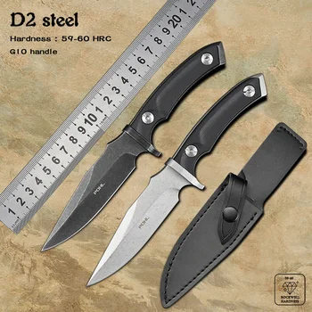 D2 פלדה קמפינג הגנה עצמית שירות קבוע להב סכין טקטי הישרדות חיצונית סכיני ציד G10