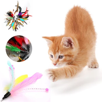 1pc חתול צעצוע נוצה החלפת ראש פעמונים נוצה באופן חופשי לשנות שילובים Multi-סוג החתול מקל טלסקופי רוד עשה זאת בעצמך כלים