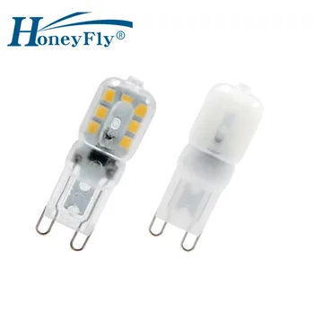 HoneyFly 5pcs G9 LED תירס המנורה 2W 220V כמוסה ברור חלבית קריסטל לבן חם G9-COB LED הנורה להחליף G9 מנורת הלוגן
