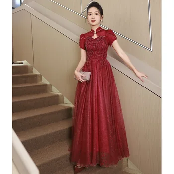 Yourqipao לחיים בגדים סיניים אירוסין אדום שמלת ערב נשים שיפור Cheongsams חתונה נשף שמלות המפלגה