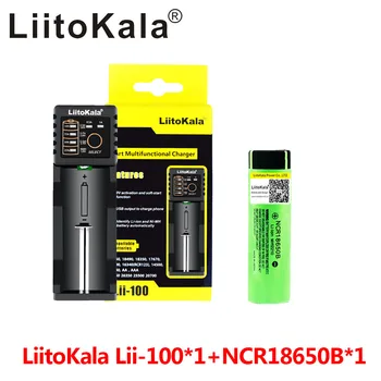 LiitoKala אני-100 USB 18650/26650 חכם מטען + 1pcs NCR18650B 3.7 v 3400mah 18650 ליתיום נטענת לפנס