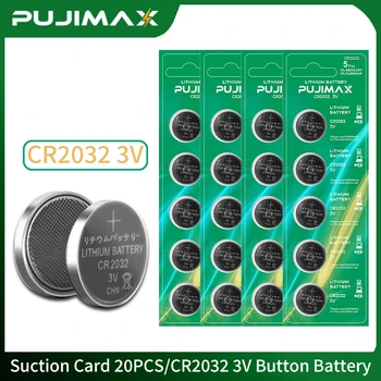 PUJIMAX 20pcs מטבע תא סוללות CR2032 ECR2032 KL2032 LM2032 5004LC 3V סוללת ליתיום סוללות עבור שעונים אלקטרוניים צעצועים עמידים