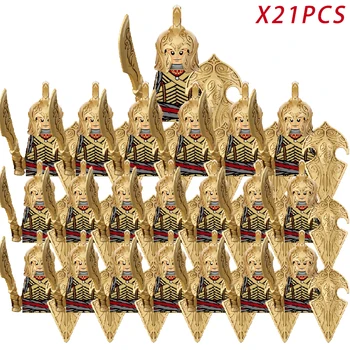 האלפים חייל עם סוס מלחמה הצבא דמויות שר הטבעות שריון לוחם משמר ארצ ' ר מימי הביניים אבירים אבני בניין לבנים צעצועים מתנות