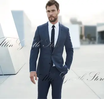 חליפות גברים סט 2 חלקים עסקים בגדים תפורים (ז ' קט+מכנסיים) מסיבת חתונה חליפות לשושבין