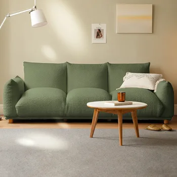מינימליסטי ספה נוחה שלושה מושבים עיצוב U בצורת ספה Lambswool קישוט הסלון מתאבן סלון הבית ריהוט