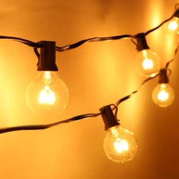 בציר פטיו נורות LED אור חיצוני גן אור 7.6 מ ' G40 הנורה פיית חתונה חג המולד מחרוזת אור גרלנד החג עיצוב המנורה