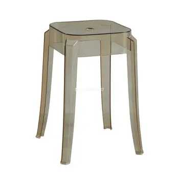 נורדי אקרילי פלסטיק שקוף גבוהה שרפרפים stackable סלון חדר אוכל מרובע קריסטל כסאות 4 יח ' לשימוש ביתי