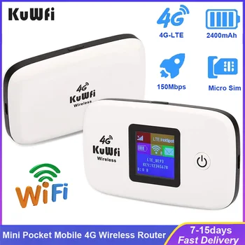 KuWfi 3G/4G LTE ניידים נתב 150Mbps כיס מודם מיני Protable נסיעות חיצונית נתב 2400mAh. תמיכה סוללה 10 מכשירים