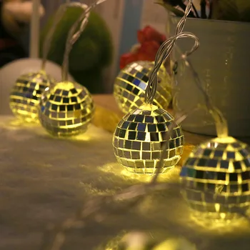 LED דקורטיביים אור מחרוזת כדור חג המולד אור מיתרים דקורטיבי מראת אקריליק שקוף שליטה מרחוק לילה אור