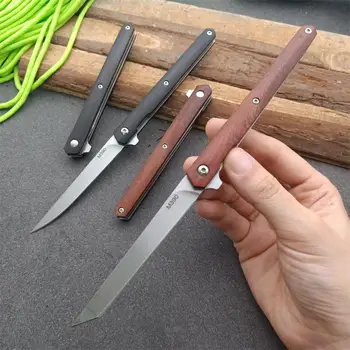 קיפול להב הסכין חדה להב קשיות 58HRC ידית עץ סכינים חיצוני קמפינג ציד סכין חיתוך פירות סכינים