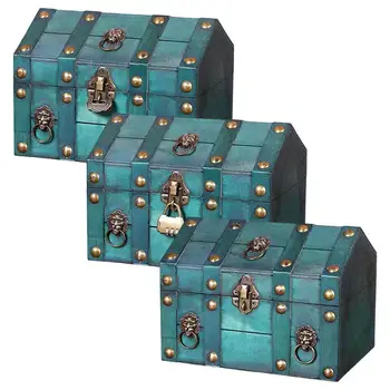 בציר קופסא לאחסון עם נעילה עץ בעבודת יד תיבת אחסון דקורטיביים תכשיט תיק עץ אוצרות החזה הקופסה בסגנון סיני תיבת