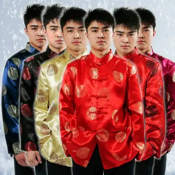 טאנג חליפה סינית מסורתית מעילי גברים בגדי תחפושות סיני בסגנון סיני גברים החתונה החולצה