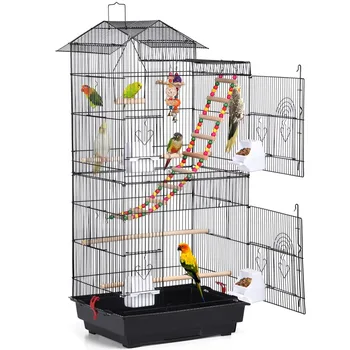 39 אינץ ' הכלוב של התוכי לחיות מחמד, ציפור הבית עם מזיני מוטות צעצועים סולם מתנדנד
