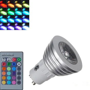 ניתן לעמעום RGB LED 3W אור הזרקורים E14 GU10 110V 220V אולטרה בהירות + 24 מפתח שלט רחוק באיכות גבוהה 10Pcs/lot