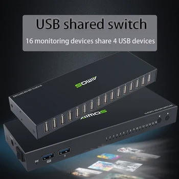 USB 2.0 שיתוף מתג 16 ב-4 מתוך פונקציה של מתג רשת USB מפצל Switcher 16 יציאות USB ק 