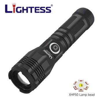 XHP50 פנס LED טעינת USB זום הפנס צבאי טקטי מנורת פנס קלוש