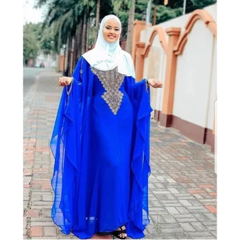 כחול האסלאמית מודרני אלגנטי דובאי מרוקאי זמן החולצה הערבי שמלת מסיבת אירופאי ואמריקאי מגמת אופנה