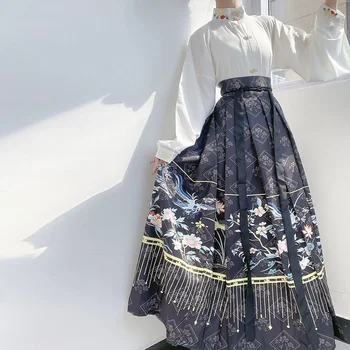 Hanfu סוס-פנים חצאית נשים סינית מסורתית בציר Hanfu קפלים החצאית מספר ערכות צבעים 2023 עבודה אופנת רחוב עם קפלים