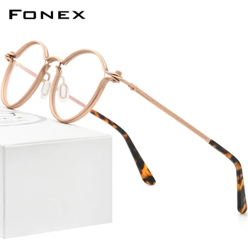 FONEX סגסוגת מסגרת משקפיים גברים רטרו בציר סיבוב מרשם משקפיים 2022 חדש לנשים אופטי קוריאנית Screwless Eyewear F1029