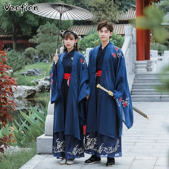 גברים, נשים, Hanfu סינית מסורתית טאנג חליפה החלוק פולק שמלת האן שושלת עתיקה ריקוד תלבושות עתיקות סייף בגדים